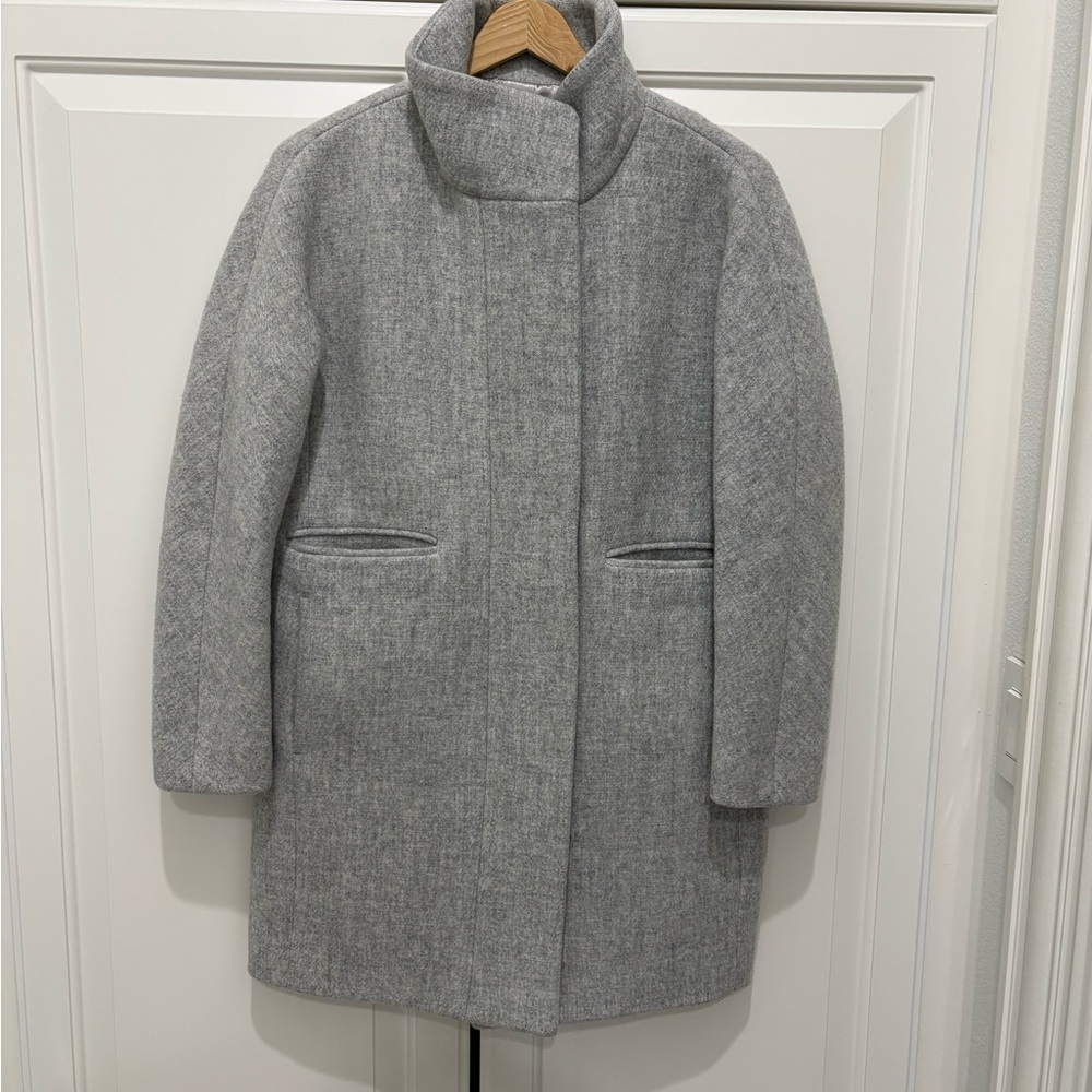 NWT J. Crew Women's Light Gray wool Pea Coat Italian stadium cloth